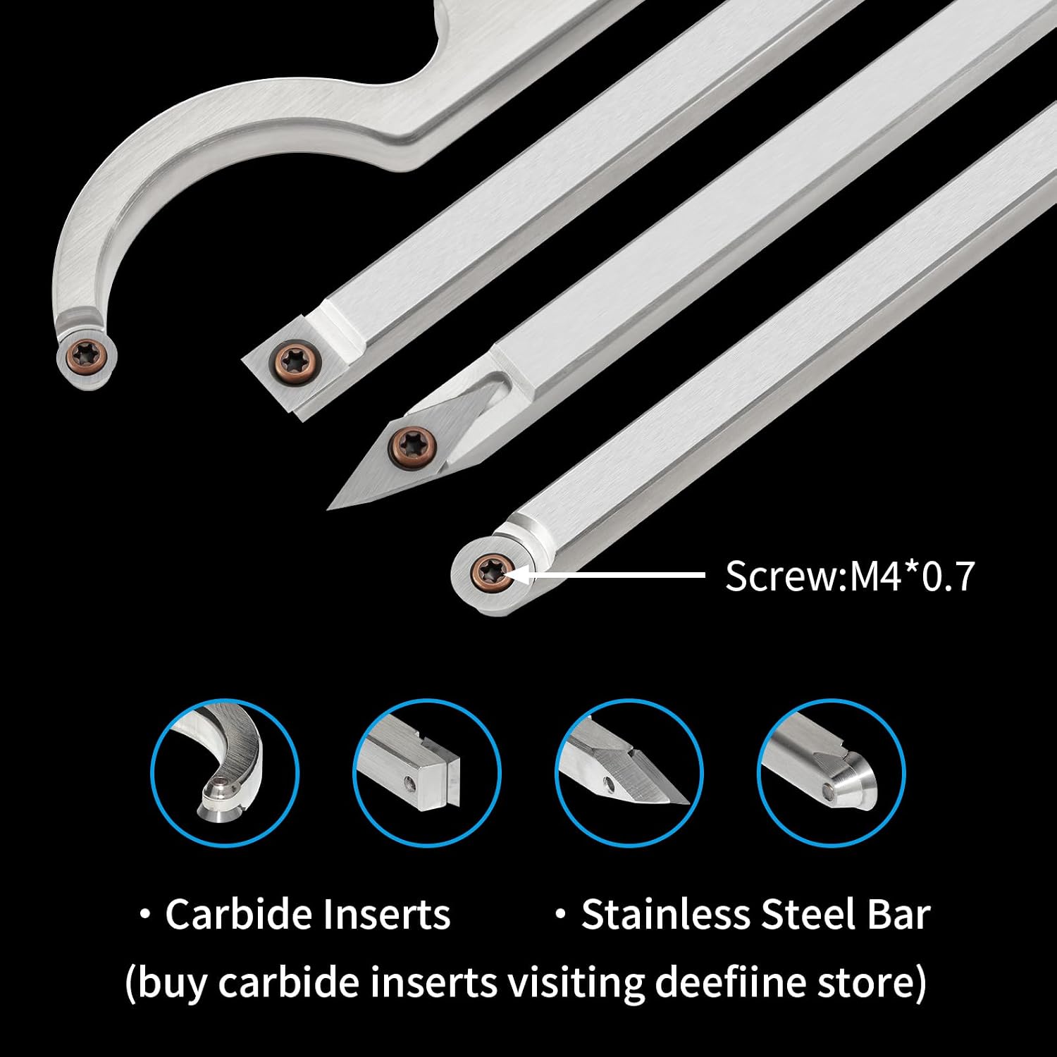 Carbide Tipped Wood Lathe Turning Tool Set with Aluminum Alloy Box | Includes Swan Neck Hollowing Tools and