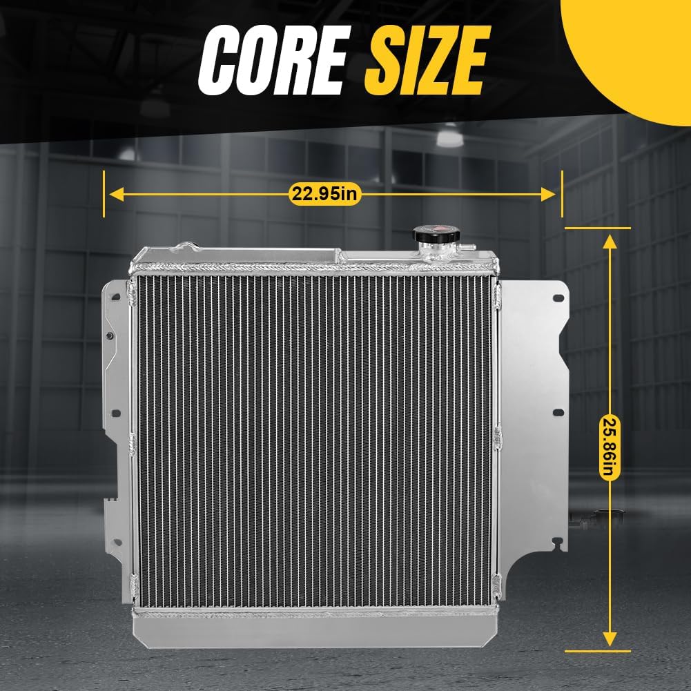 SPELAB 3 Row All Aluminum Radiator Compatible with Jeep Wrangler 1987-2006 TJ YJ 2.4L 2.5L 4.0L 4.2L 2001 2002 2003 2004 2005 - Replaces OEM part numbers ‎1015, 1507, 2101, 2760