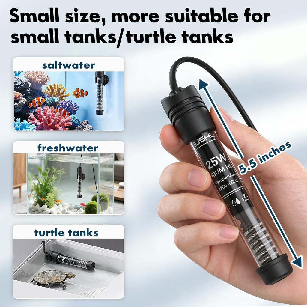 Submersible Aquarium Heater, Adjustable Fish Tahk Heater with Free Thermometer Suitable for Marine Saltwater and