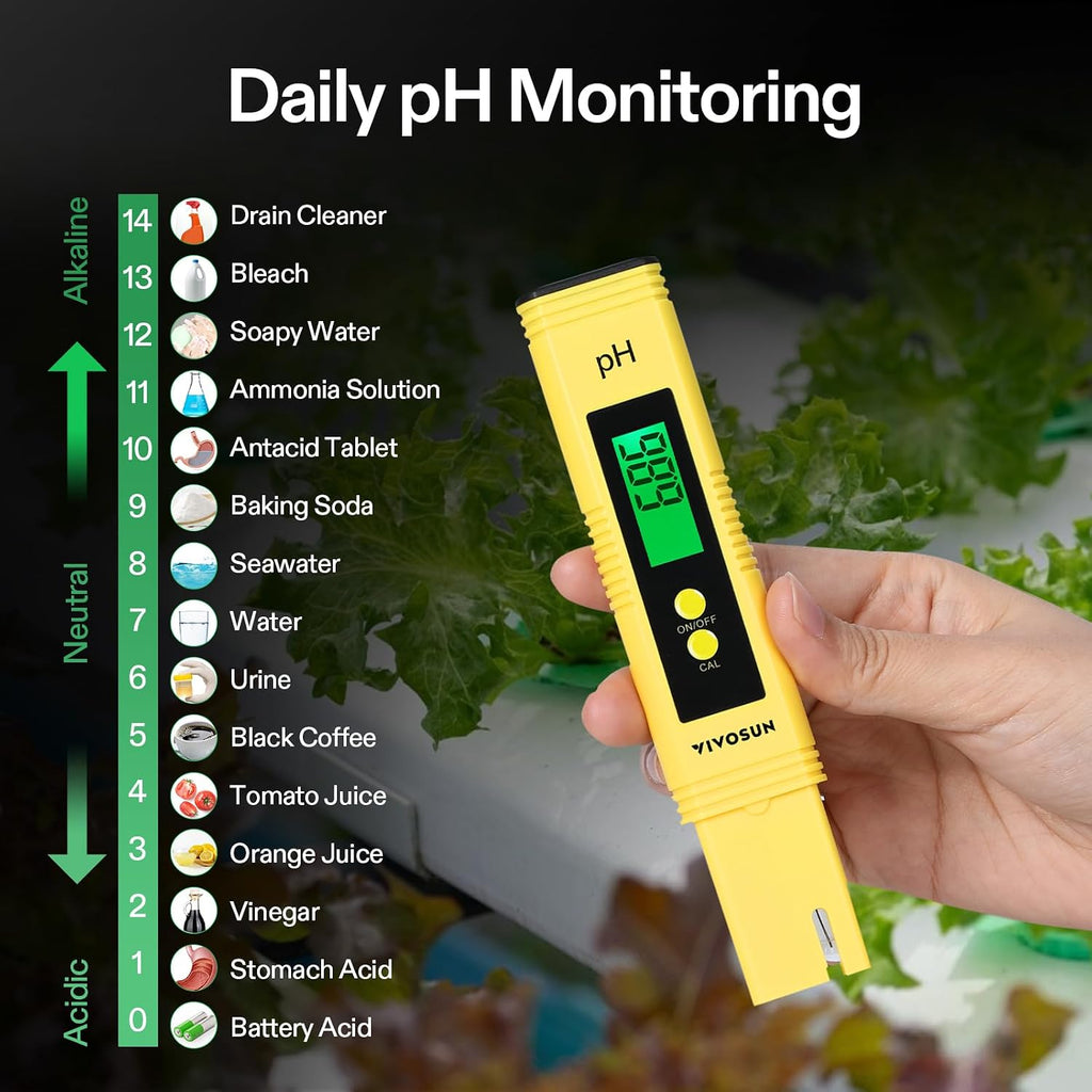 Digital pH Meter TDS EC Meter for Water 0.01 Accuracy Hydroponics | ±0.01 pH Accuracy, ATC, Auto Calibration, LCD