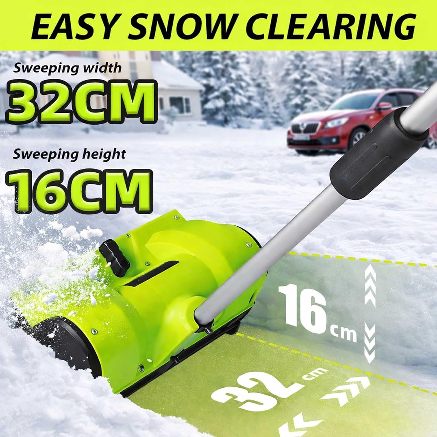 2026 Upgrade Electric Snow Blower Shovel, 20V Cordless Electric Snow Shovel - 16ft Throwing Distance, 12" Width