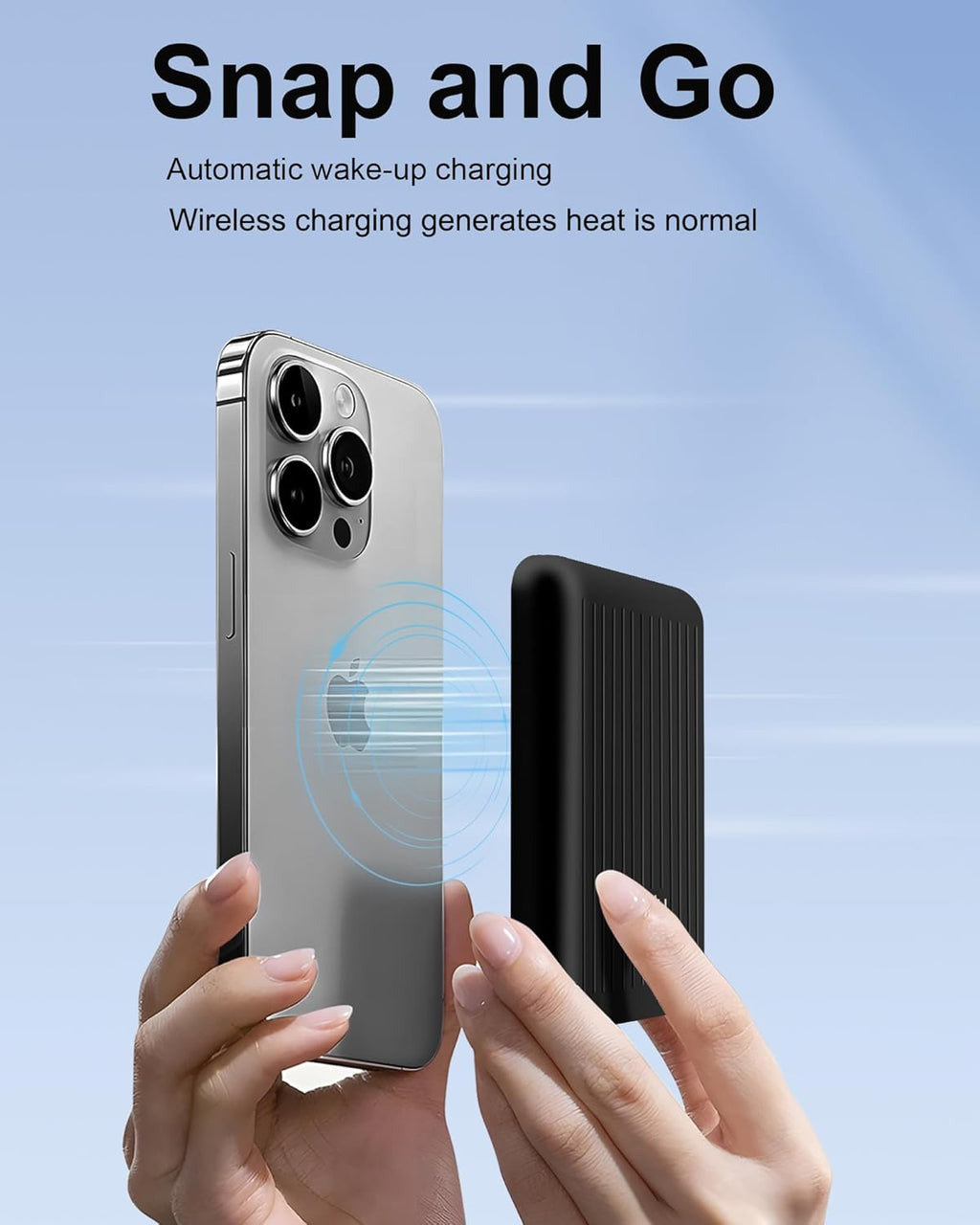 Mini MagSafe-Compatible Portable Charger, 5000mAh 5W Compact Magnetic Power Bank for iPhone 16/15/14/13/12, 12W USB-C