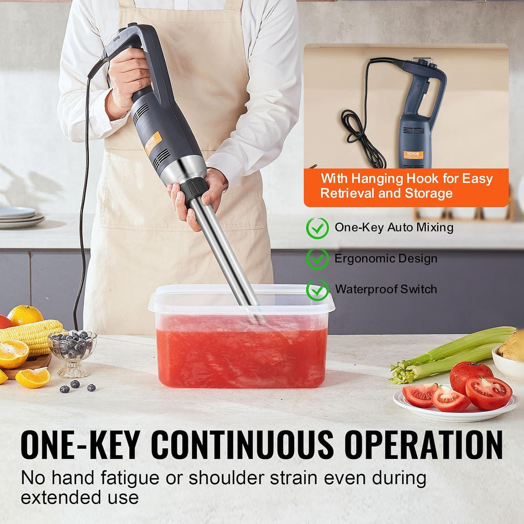 Commercial Immersion Blender, 350W Heavy Duty Hand Mixer, 16 inch Stepless Variable Speed Mixer with Stainless Steel