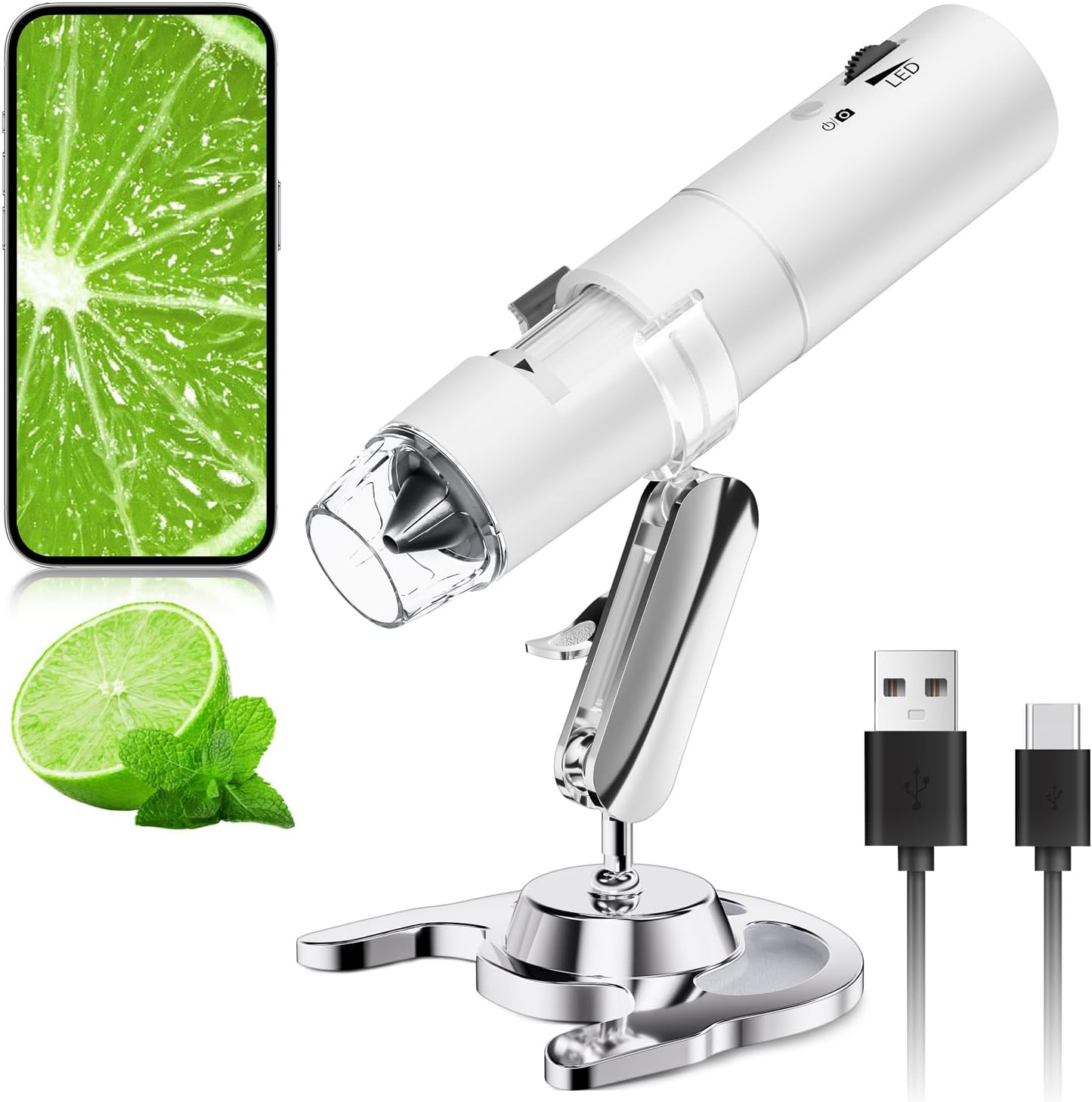 Wireless Digital Microscope, Skybasic 50X-1000X Magnification WiFi Pocket Handheld Microscopes with Stand HD USB