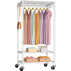 Rolling Clothes Rack, Clothing Racks for Hanging Clothes, White