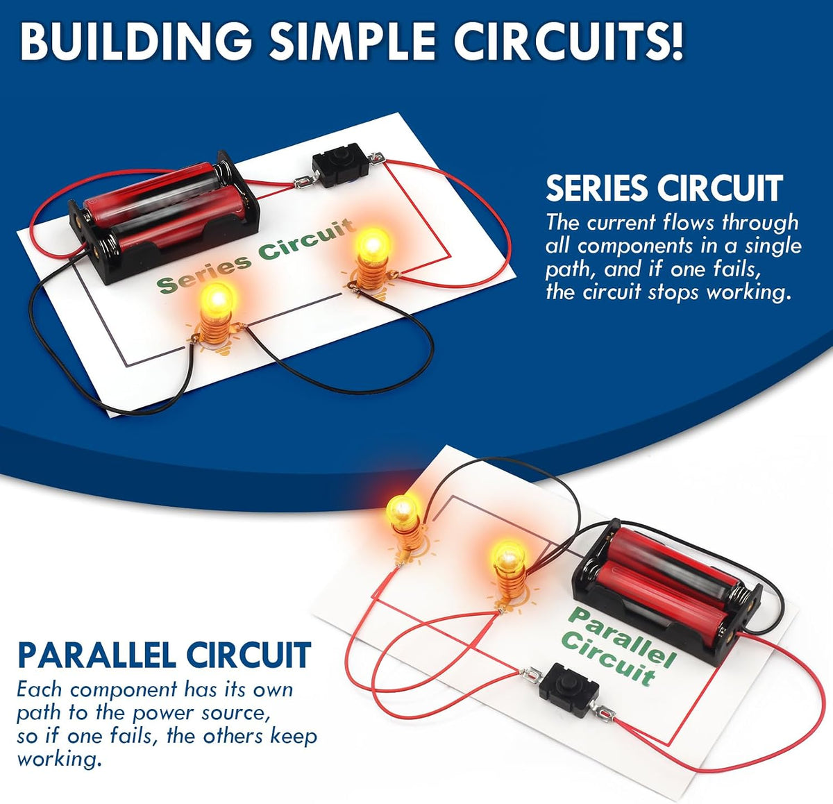 STEM Electric Circuit Kit, Electricity Science Project Light Bulb Experiments for Kids Teens, Electrical Engineering