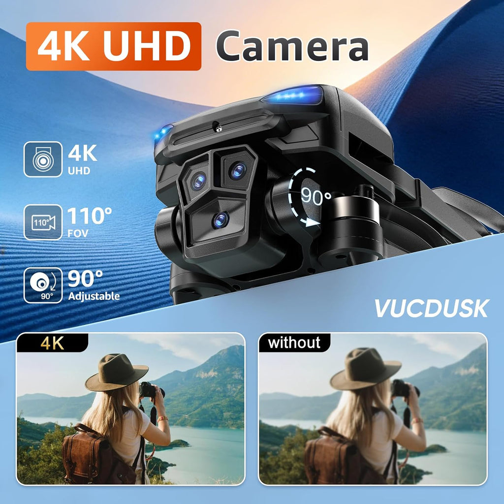 GPS Drone with Camera for Adults - 4K Drone with 4.5” FPV Screen Controller, 60 Min Flight, Brushless Motor Foldable
