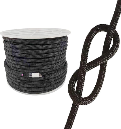 UIAA Static Climbing Rope 11mm, 45M(150FT) Black | Nylon Kernmantle, Rappelling Rope, Survival Rescue Cord, Rock