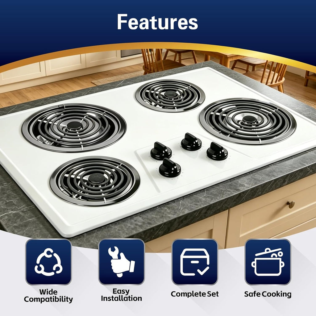 W10290350 W10290353 Drip Pans & MP22YA Electric Burner Element Set