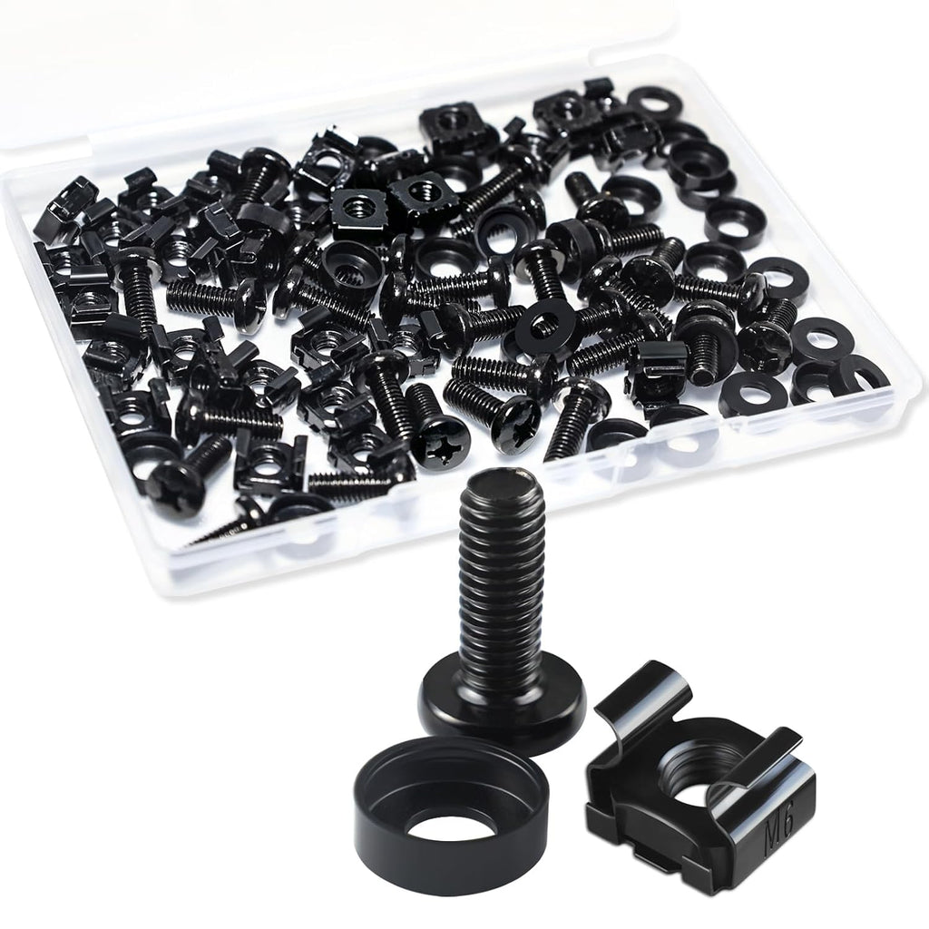 M6 Cage Nuts and Rack Screws Kit, 10-Pack, Rack Mount Cage Nuts