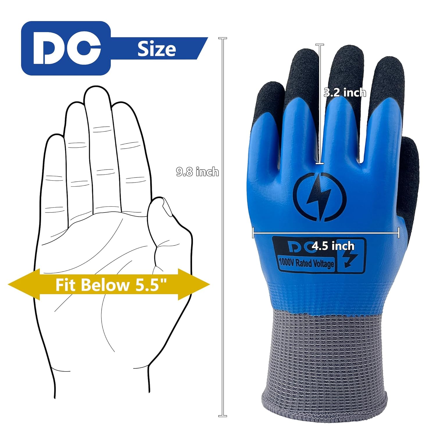 Insulated Electrician Gloves 1000V,ASTM D120 Certified High Voltage Resistant Flame Retardant Work Gloves, Electrical