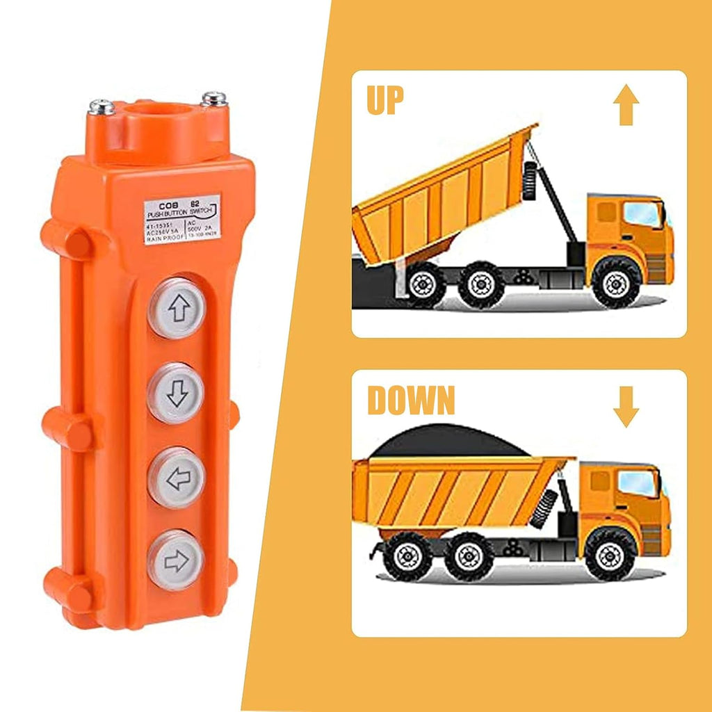 4 Ways Hoist Crane Push Button Switch Rainproof COB-62, 250V, 5 Amp, 500V, 2 Amp, Orange Hoist Pendant Switch with Rubber Cable Barrel
