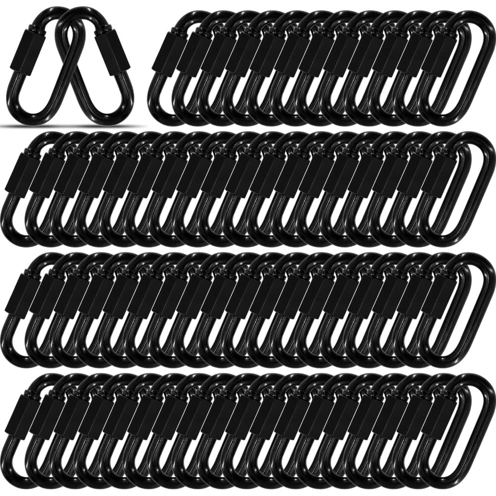 50PCS 2.3IN Quick Link,Heavy Duty Locking Carabiner, Black