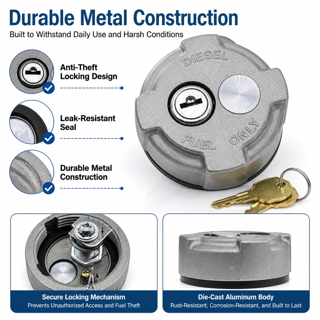 2 PC 2 1/4" Locking Fuel Cap Replace FTA-C02 FTA-N-04 FTA-N6-16