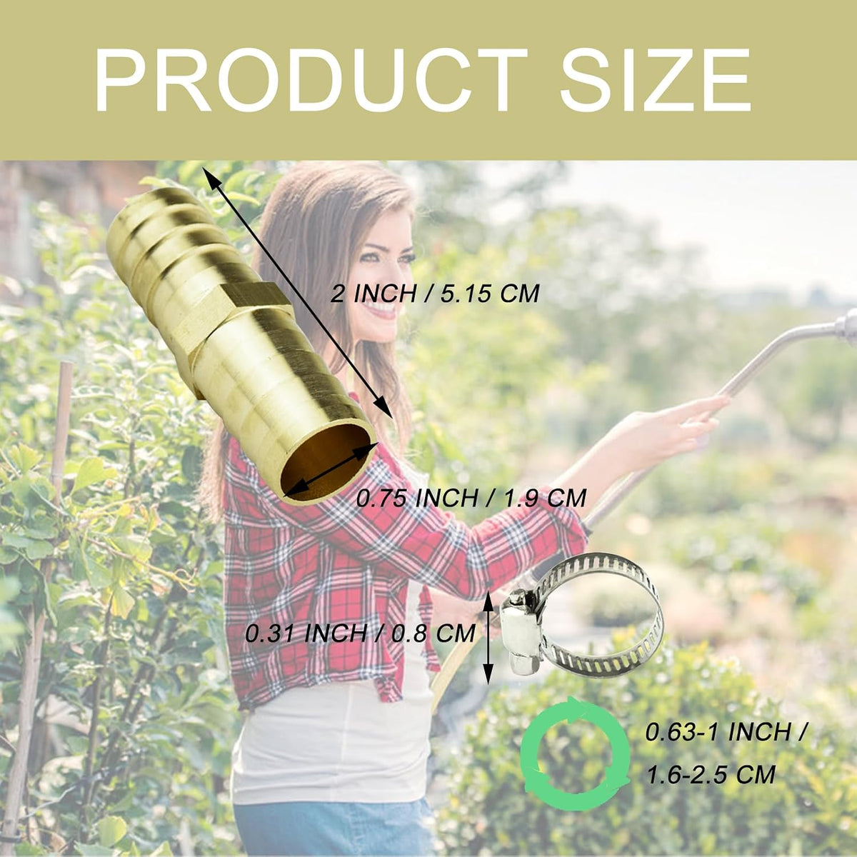 2 Pack Brass Garden Hose Connector Repair Mender Kit with Stainless Clamp, Fits 3/4" Water Hose Repair Fitting