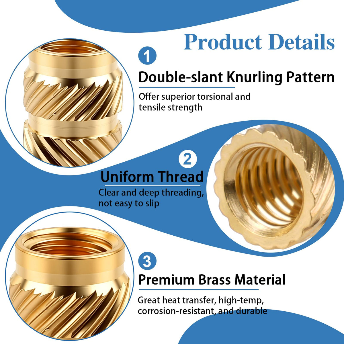 420 Pcs Brass Threaded Inserts for 3D Printing, M2 M2.5 M3 M4 M5 M6