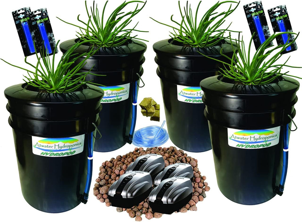 The Atwater HydroPod - Dual DWC Deep Water Culture/Recirculating Drip Hydroponic Garden System - Bubble Bucket