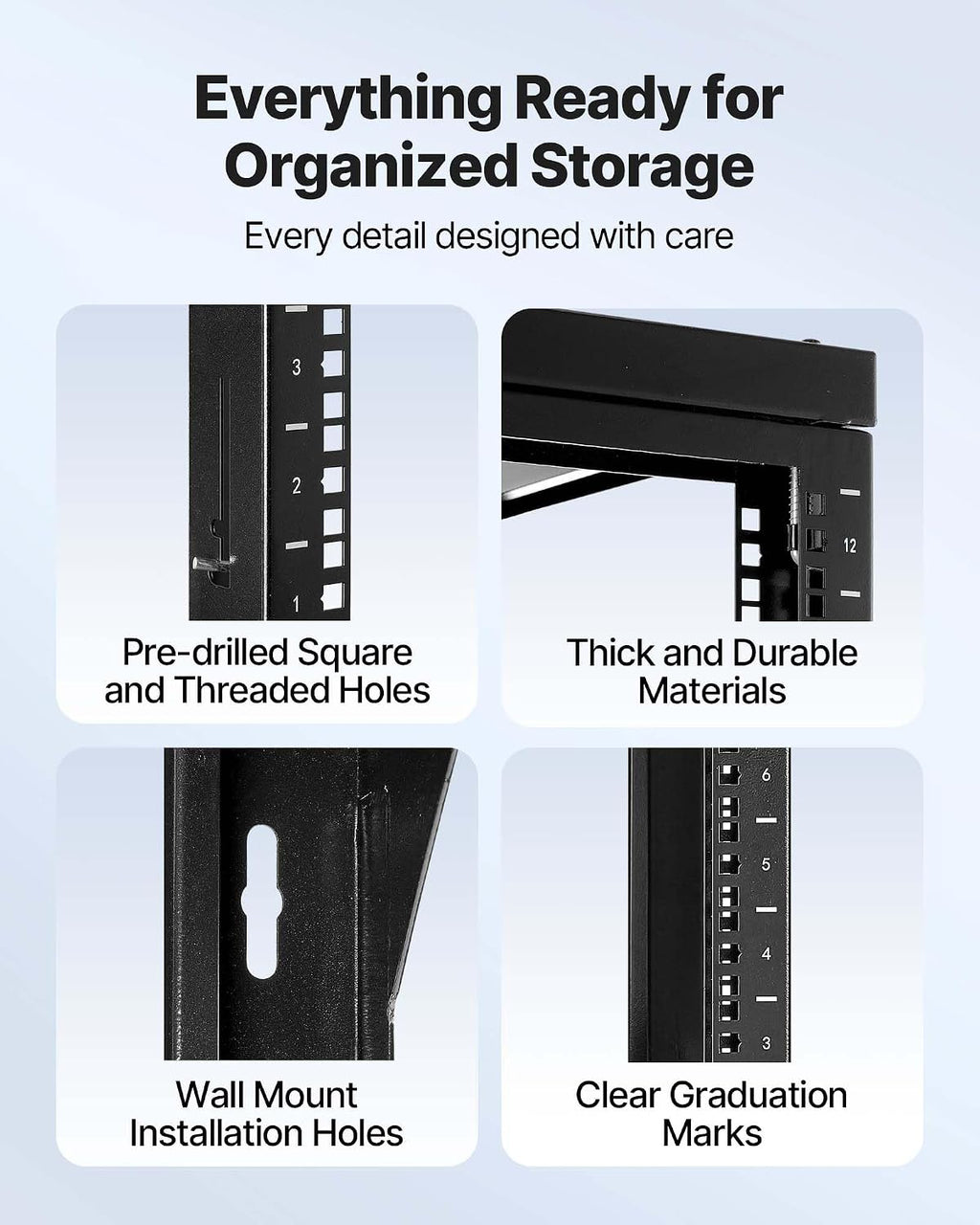 VEVOR 12U Wall Mount Server Rack, 150 lbs Max Load Capacity, Open Frame Network Rack with 180 Degrees Gate Swing, Carbon Steel, for 19-Inch IT Network Equipment & AV Devices Computer Server, Black