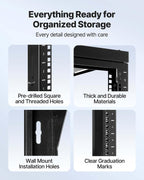 VEVOR 12U Wall Mount Server Rack, 150 lbs Max Load Capacity, Open Frame Network Rack with 180 Degrees Gate Swing, Carbon Steel, for 19-Inch IT Network Equipment & AV Devices Computer Server, Black