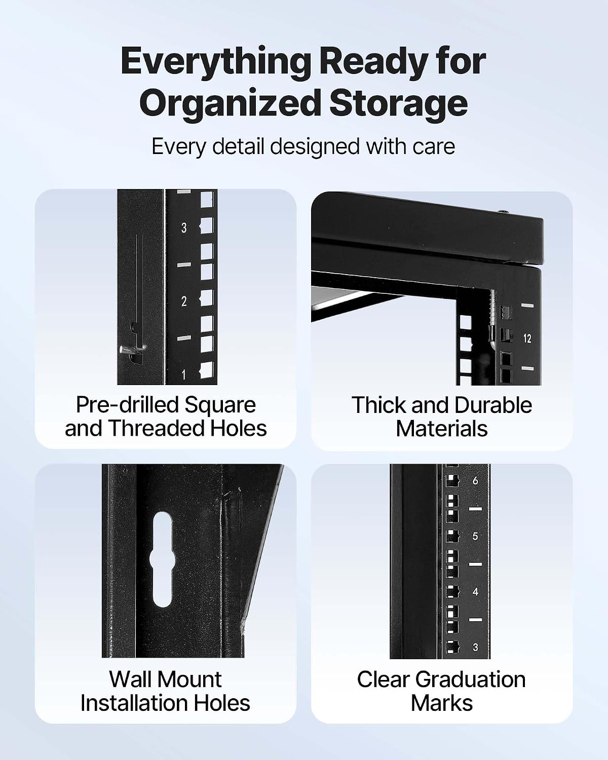 VEVOR 12U Wall Mount Server Rack, 150 lbs Max Load Capacity, Open Frame Network Rack with 180 Degrees Gate Swing, Carbon Steel, for 19-Inch IT Network Equipment & AV Devices Computer Server, Black