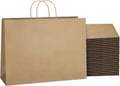 Brown Paper Bags with Handles 16x6x12, 25 Pack Large Kraft Paper Bags Bulk, Tote Bag Shopping Bags, Paper Gift Bags