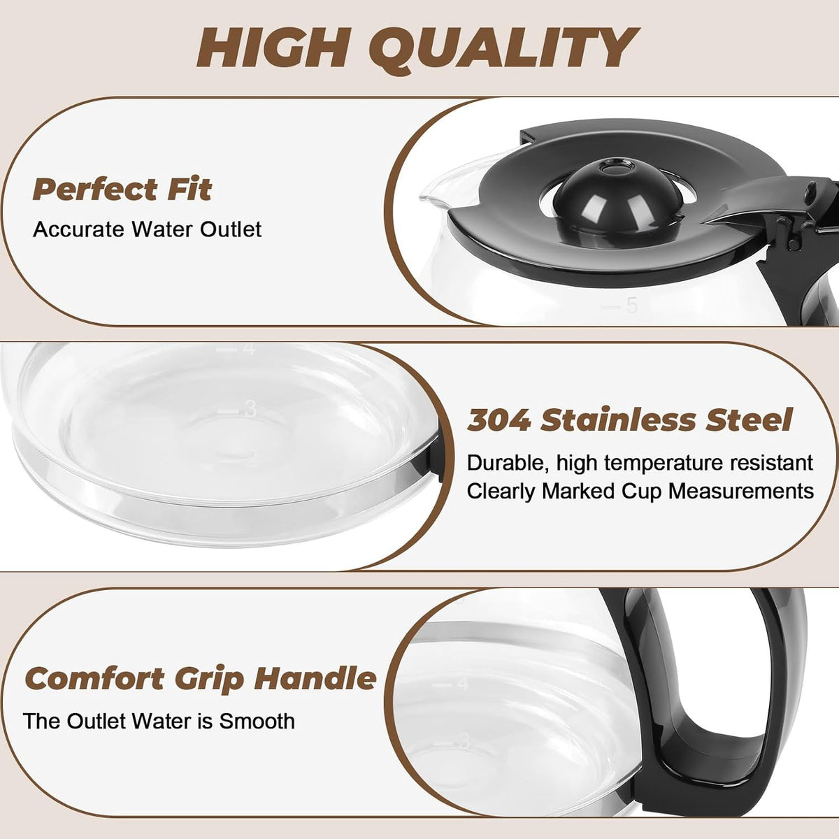 4-Cup Glass Carafe fits for Mr.Coffee,Universal Coffee Pot Machine