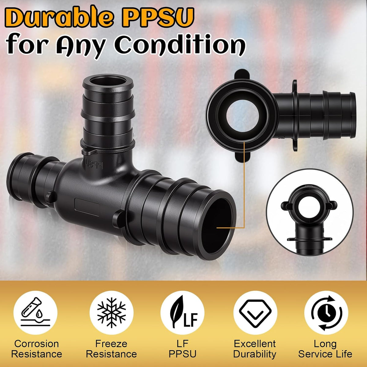 16 Pack 3/4 x 1/2 x 1/2 Inch PPSU PEX-A Expansion Fittings