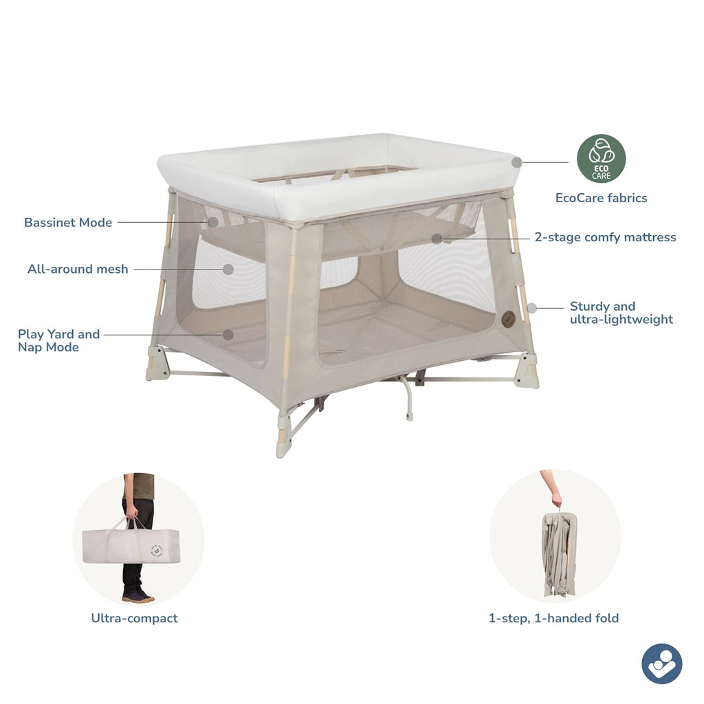 Swift Baby Playard with Mat, Baby Playpen, Play Yard with Bassinet, Portable Playpen for Babies and Toddlers, Classic