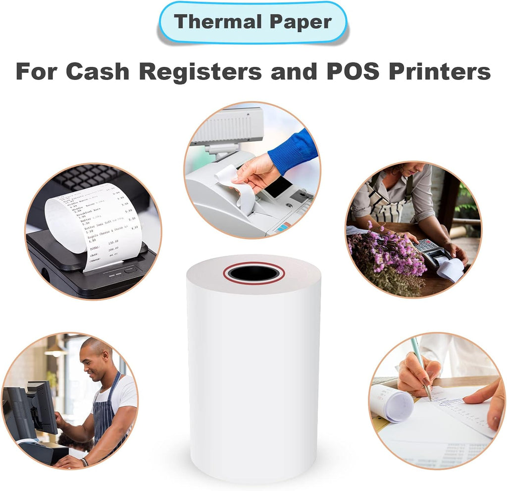 3-1/8" Thermal Paper Rolls - 10 Rolls x 230ft, Compatible with Star Micronics, Epson, IBM & POS Receipt Printers |