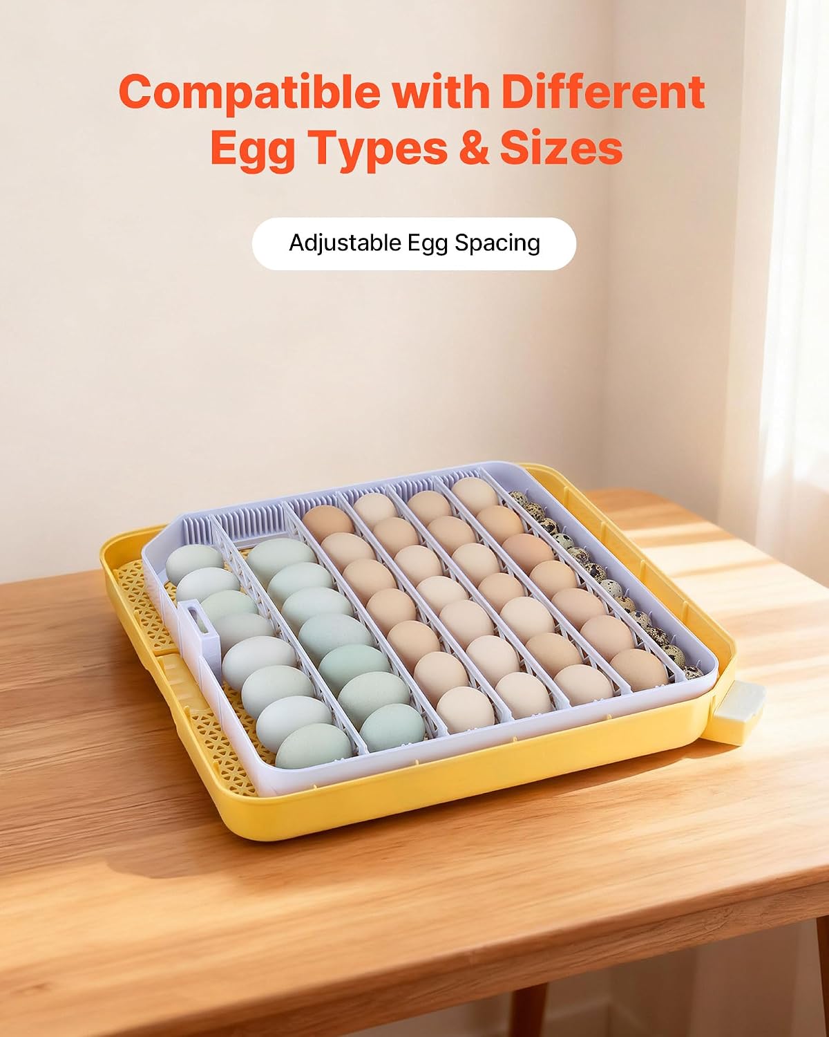 48 Egg Incubator, Automatic Egg Turner with LED Candler, Temperature Display & Auto Humidity Control, 360° View Clear