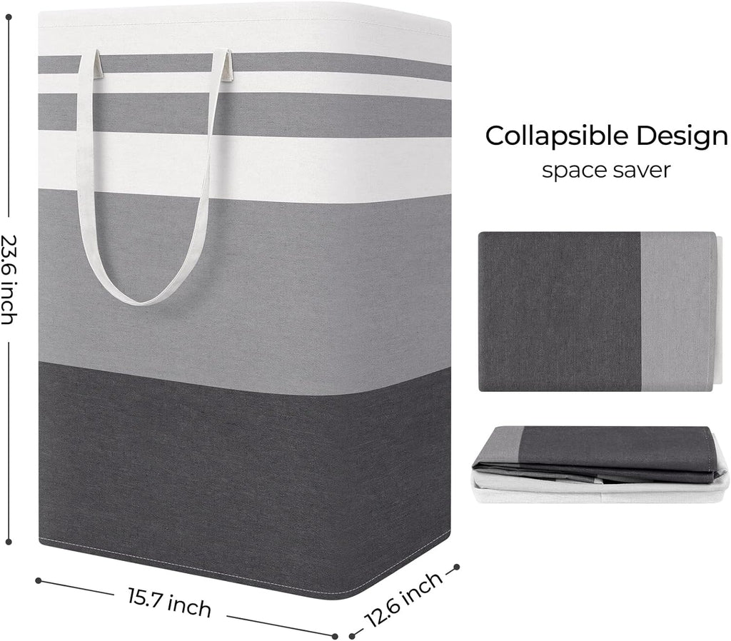 Laundry Basket Hamper, 75L Collapsible Clothes Storage, Grey | Freestanding Clothes Hampers, Foldable design, with