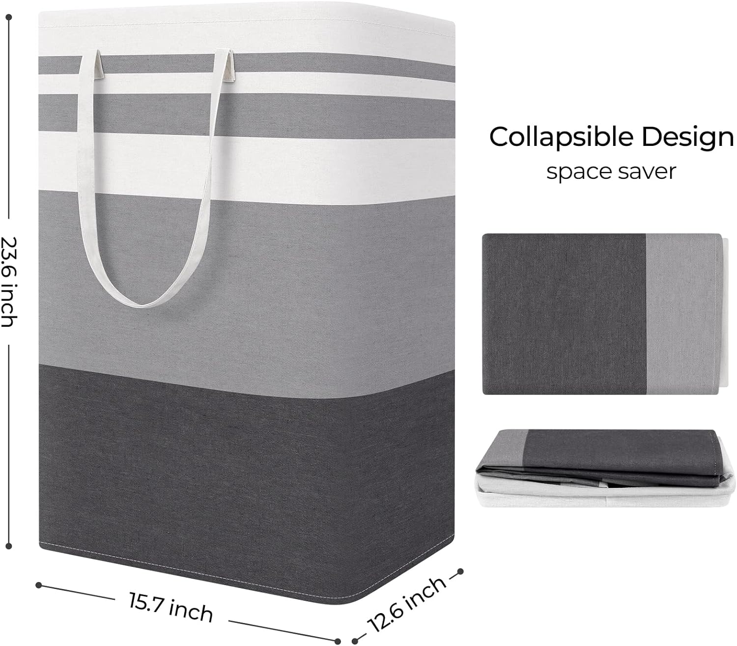 Laundry Basket Hamper, 75L Collapsible Clothes Storage, Grey | Freestanding Clothes Hampers, Foldable design, with