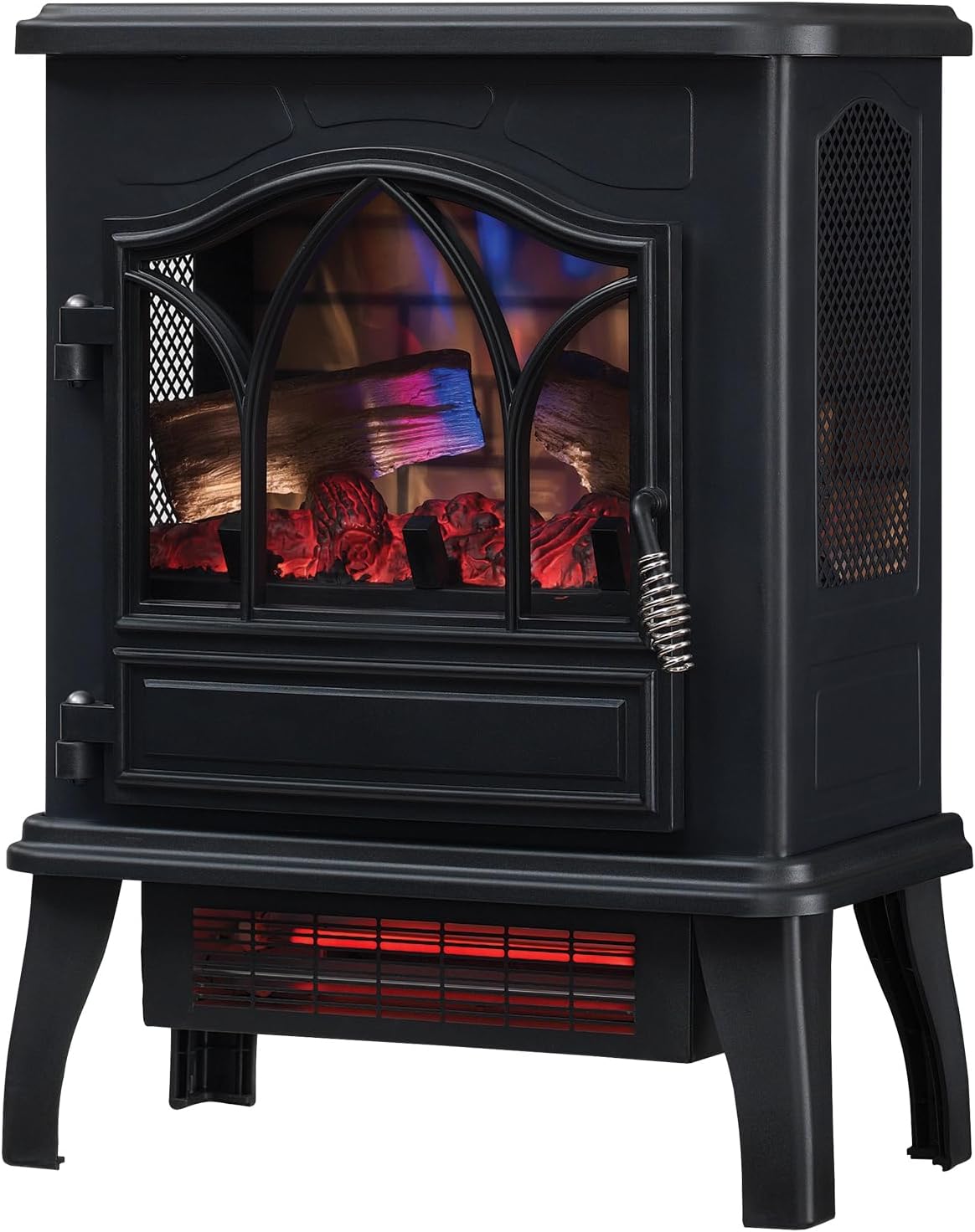 3D Infrared Quartz Electric Fireplace Stove Heater, Black
