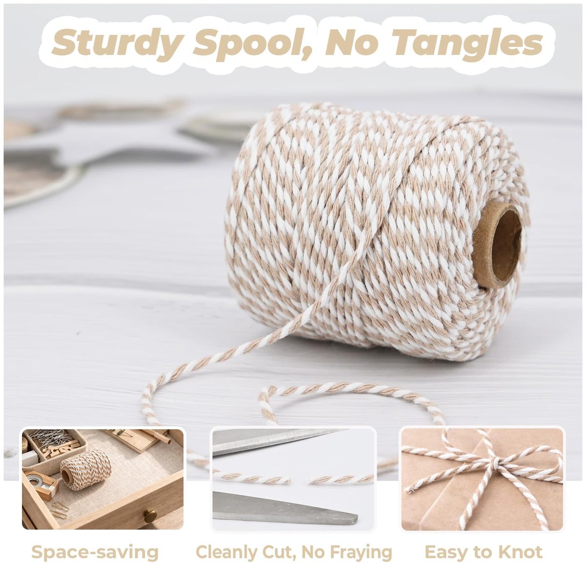 Cotton Twine String,2mm Thick, 164 Feet per Roll, 2 Pack