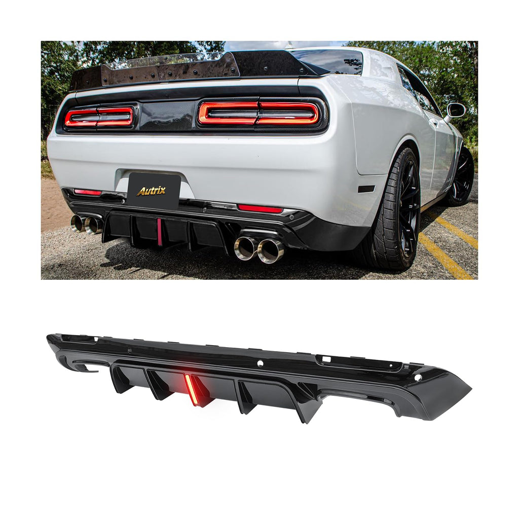 Autrix Rear Diffuser Compatible with 2015-2023 Dodge Challenger w/LED Light