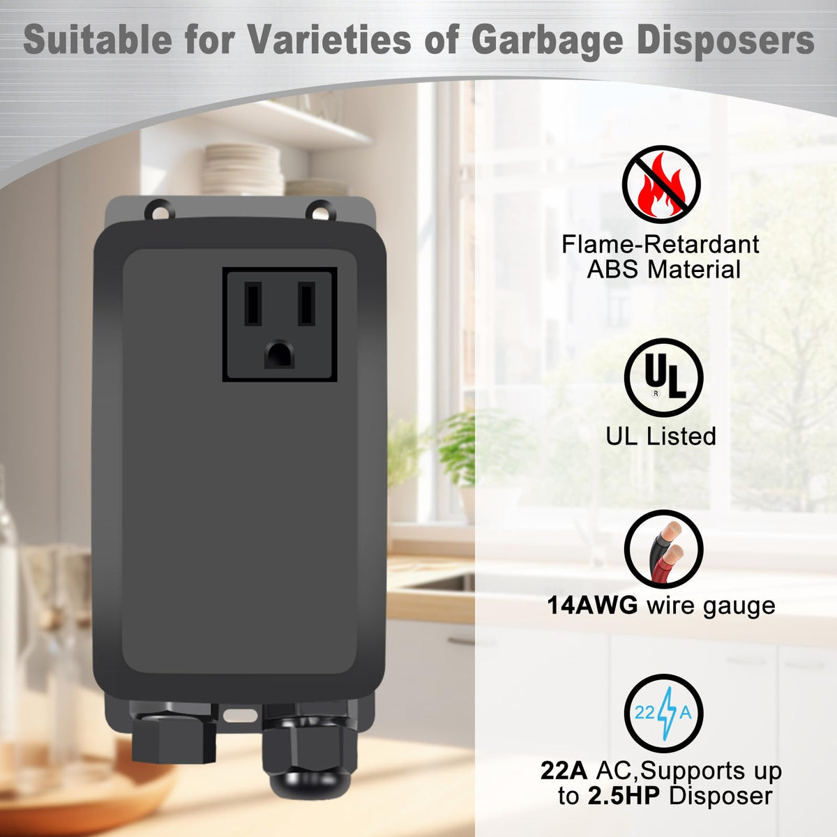AKEYSRC Garbage Disposal Air Switch Kit, Garbage Disposal Button, Sink Top Waste Disposer On/Off Switch, UL Listed Air Switch Compatible with All Garbage Disposals (Brushed Stainless Steel）