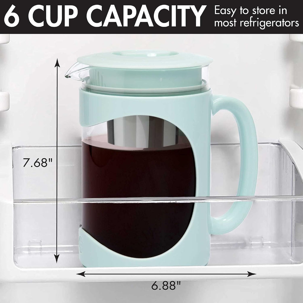 Burke Deluxe Cold Brew Iced Coffee Maker, Comfort Grip Handle, Durable Glass Carafe, Removable Mesh Filter, Perfect 6