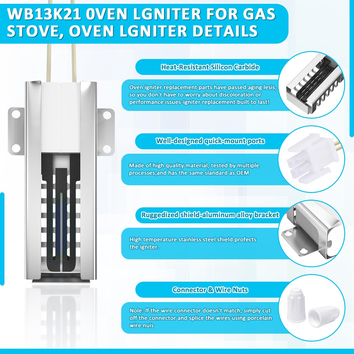 JIYIZO 41-216 Gas Oven Igniter Replacement, Stove Ignition Part