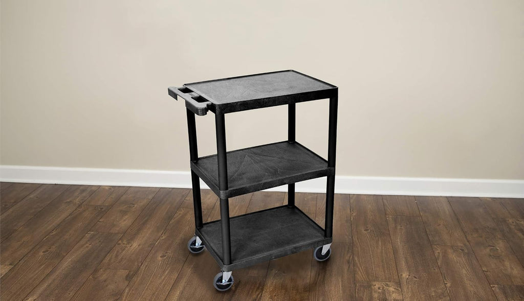 STC222-B 3-Shelf Utility Cart, Black
