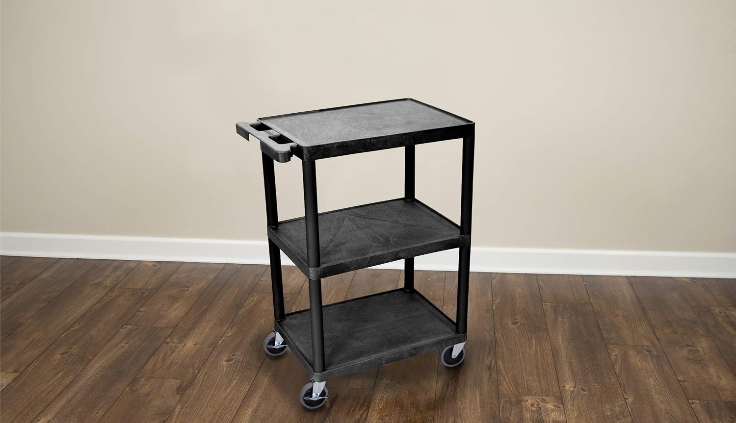 STC222-B 3-Shelf Utility Cart, Black