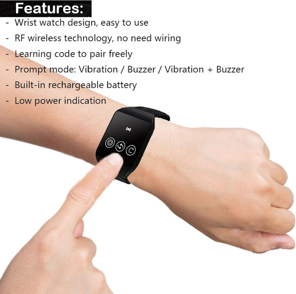 Wireless Call System with 4 Watch Receivers, Removable Rechargeable Battery
