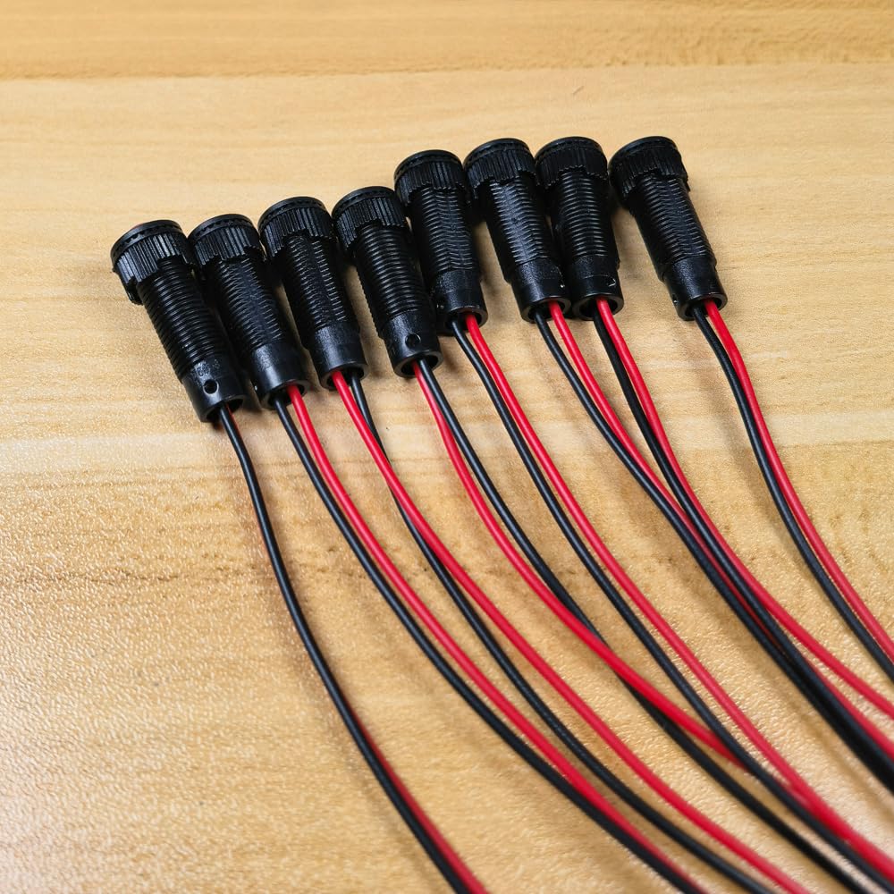 Gebildet 8pcs Blue LED Indicator Pilot Light AC/DC 12-24V Mounting Hole Size 8mm(Flame Retardant Plastic Shell)