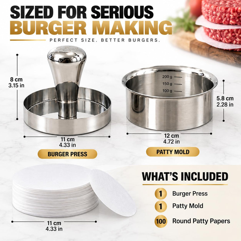 Stainless Steel Burger Press with Patty Ring