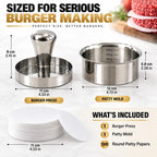 Stainless Steel Burger Press with Patty Ring