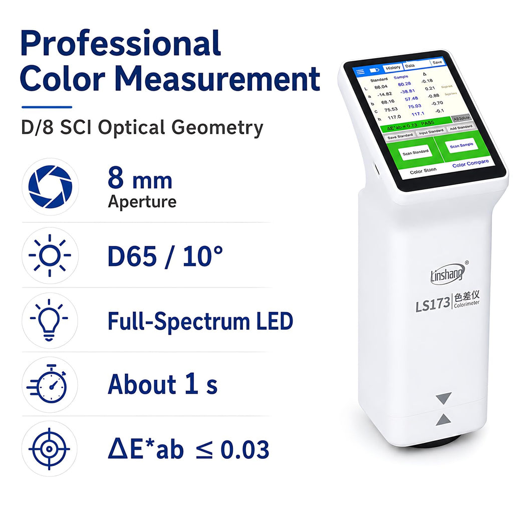 LS173 Colorimeter, D/8 Color Difference Meter, 8mm Aperture
