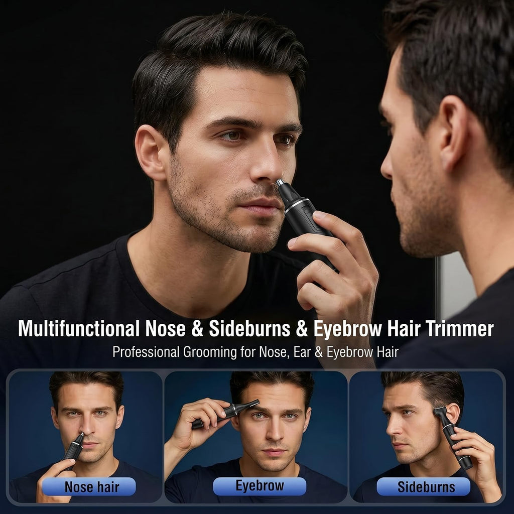 Nose Hair Trimmer for Men,Rechargeable 3-in-1 Professional Painless Eyebrow & Facial Hair Trimmer for Men