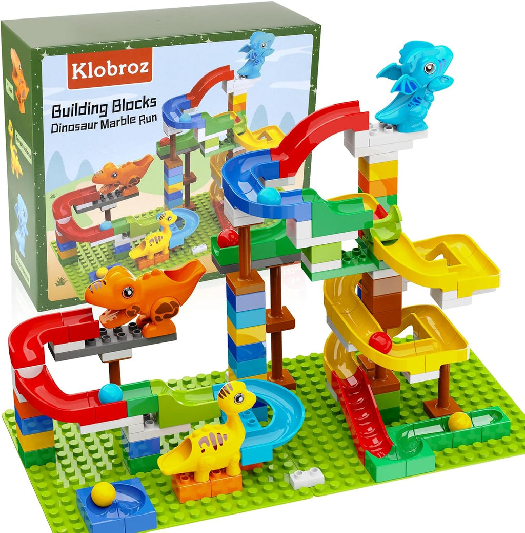 Dinosaur Marble Run, Building Blocks for Toddlers 3 4 5 6 7 8+