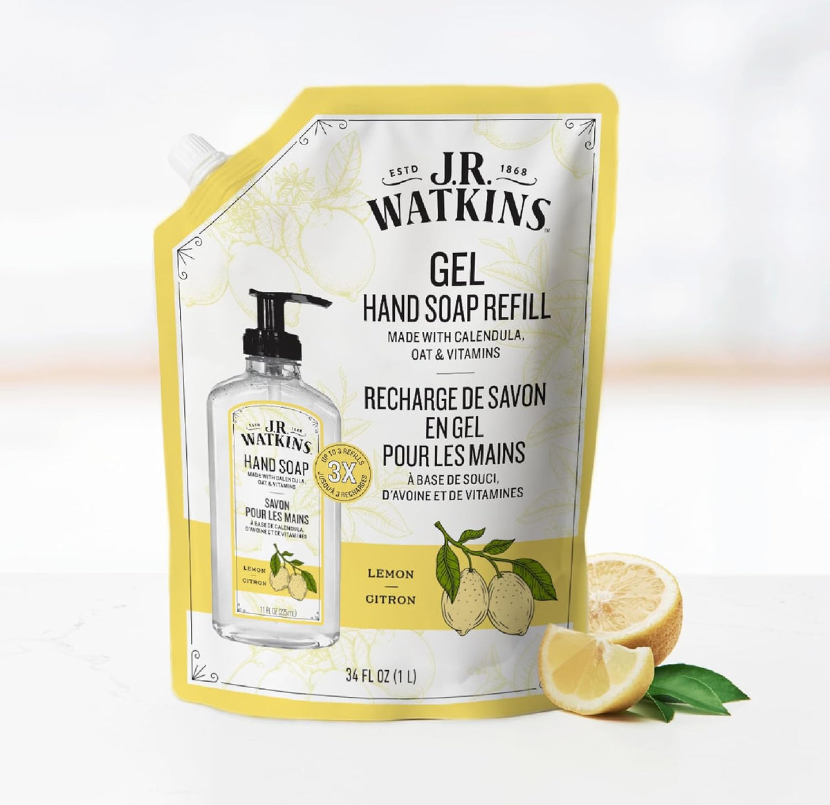Moisturizing Gel Hand Soap Refill 2 Pack, Lemon, 34 fl oz