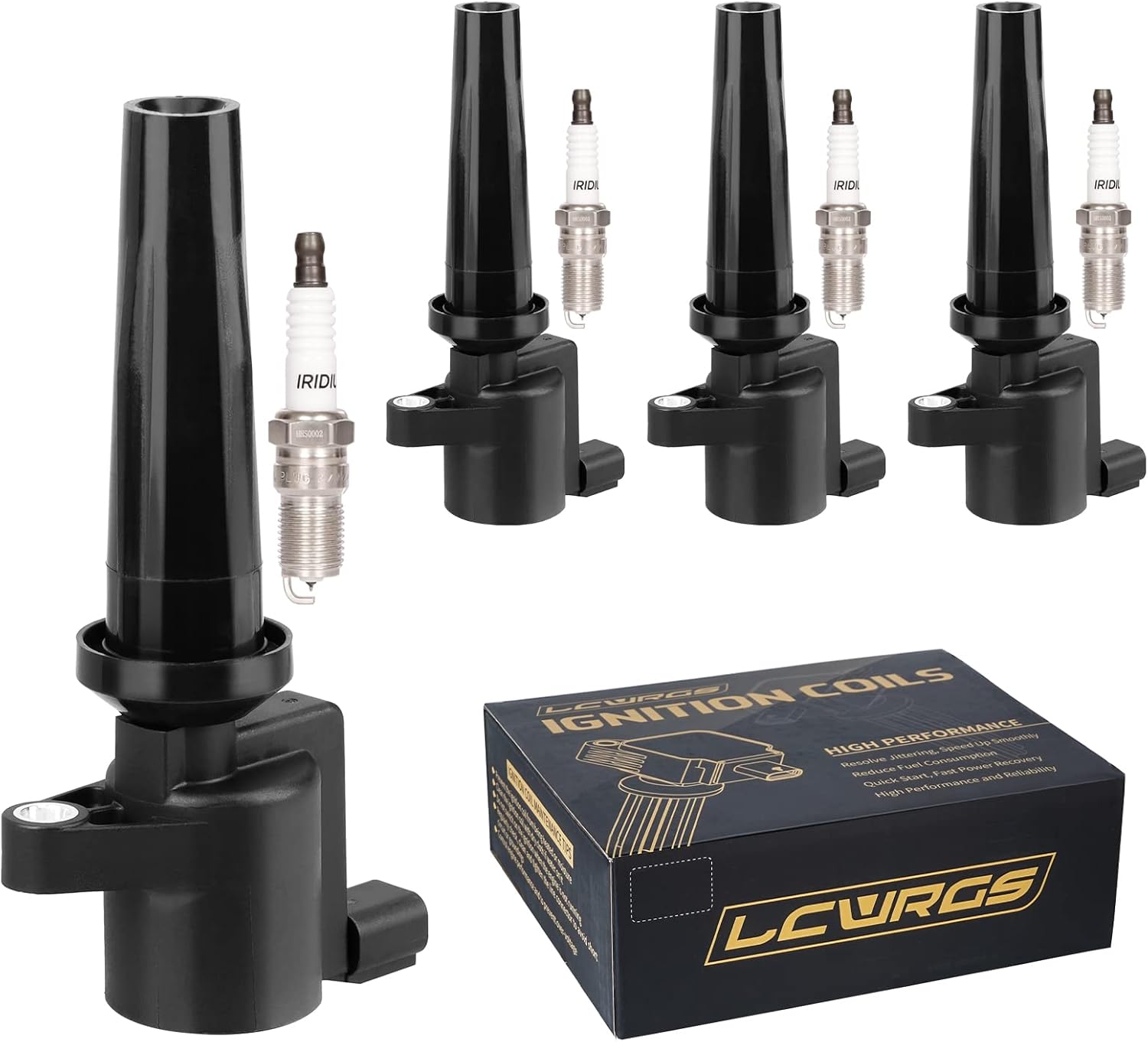 Set of 4 Ignition Coil Pack and Spark Plugs Fits for Ford Fusion Escape C-Max Transit Connect Lincoln MKZ Mercury