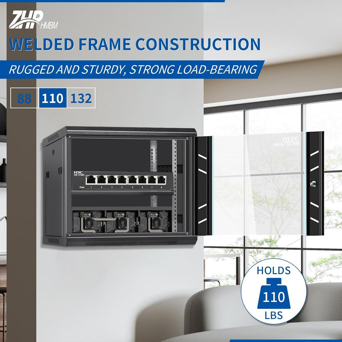 9U Wall Mount Server Cabinet with Lockable Door Heavy Duty IT Network Rack Enclosure for Data Centers & Network Equipment